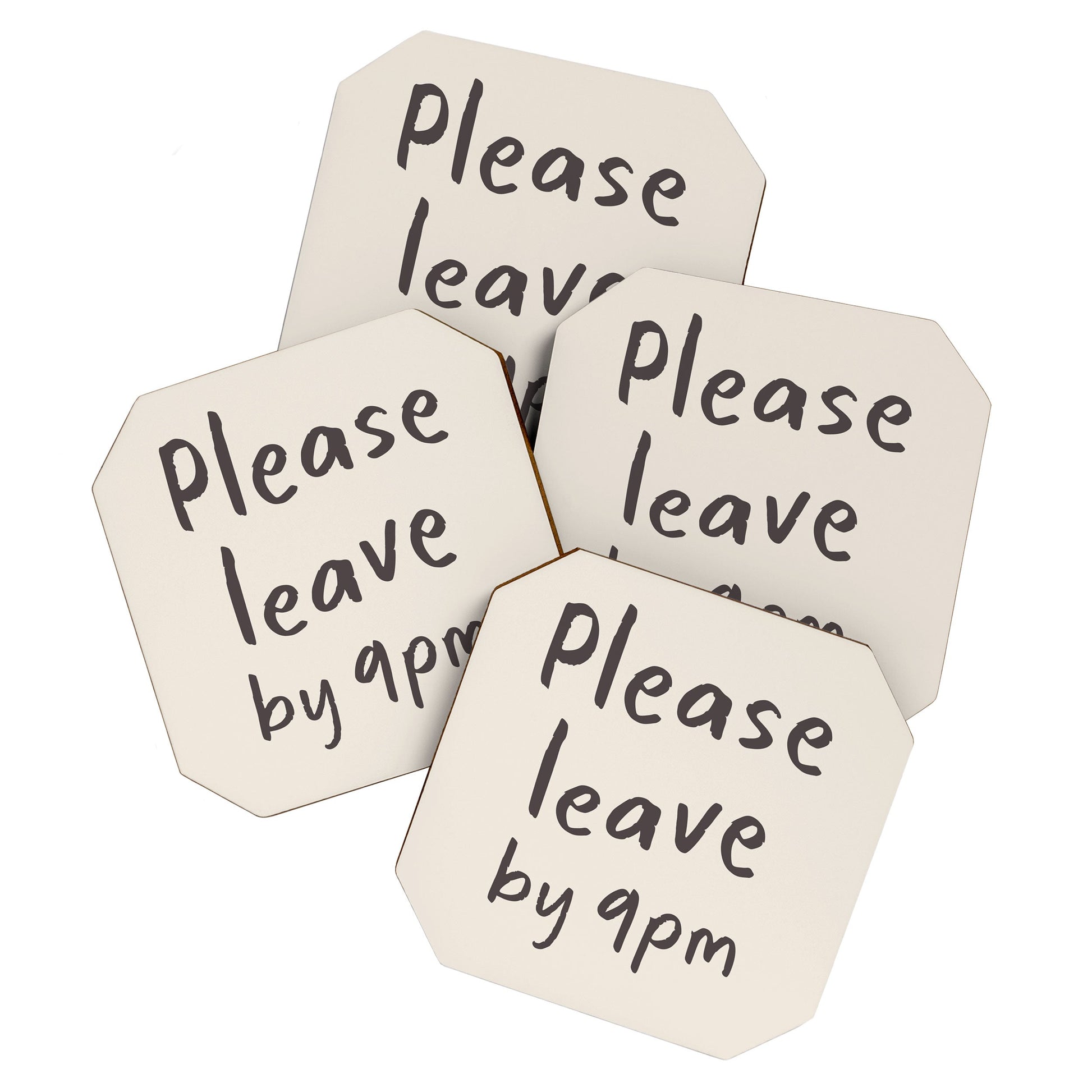 Please Leave By 9pm, Funny Hallway Print Coaster Gallery Image 1