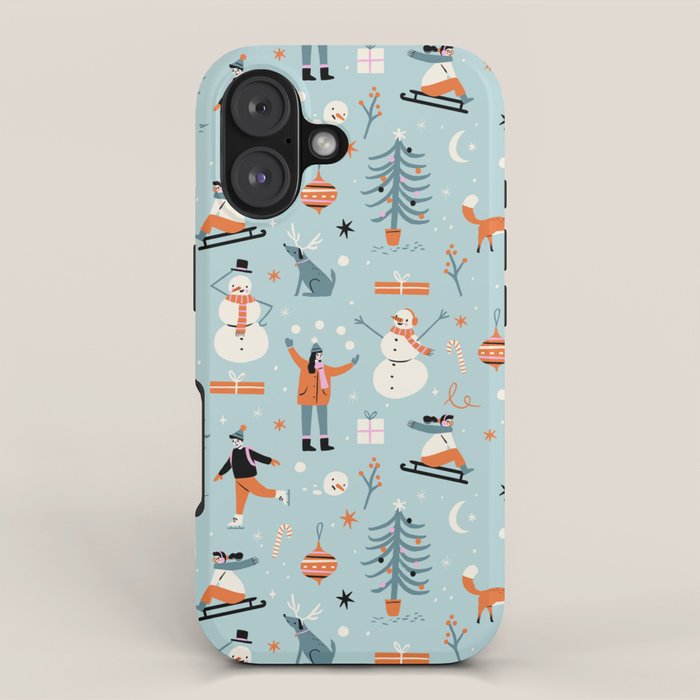 Christmas Scene Blue iPhone Case Gallery Image 1