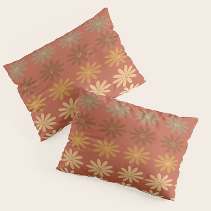 Ombre Abstract Daisies on Mandarin Orange Pillow Sham Gallery Image 1