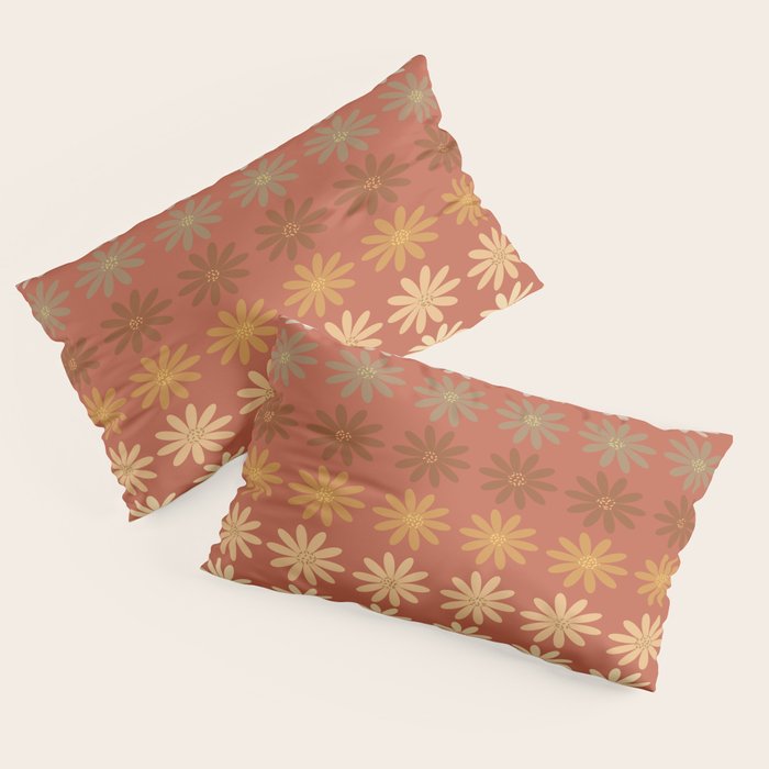 Ombre Abstract Daisies on Mandarin Orange Pillow Sham Gallery Image 2