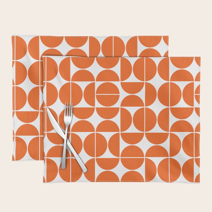 Mid Century Modern Geometric 04 Orange Placemat Gallery Image 2
