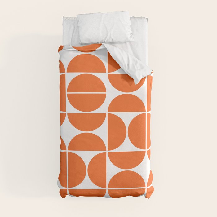 Mid Century Modern Geometric 04 Orange Duvet Cover Gallery Image 4