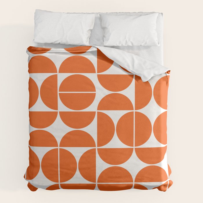 Mid Century Modern Geometric 04 Orange Duvet Cover Gallery Image 2