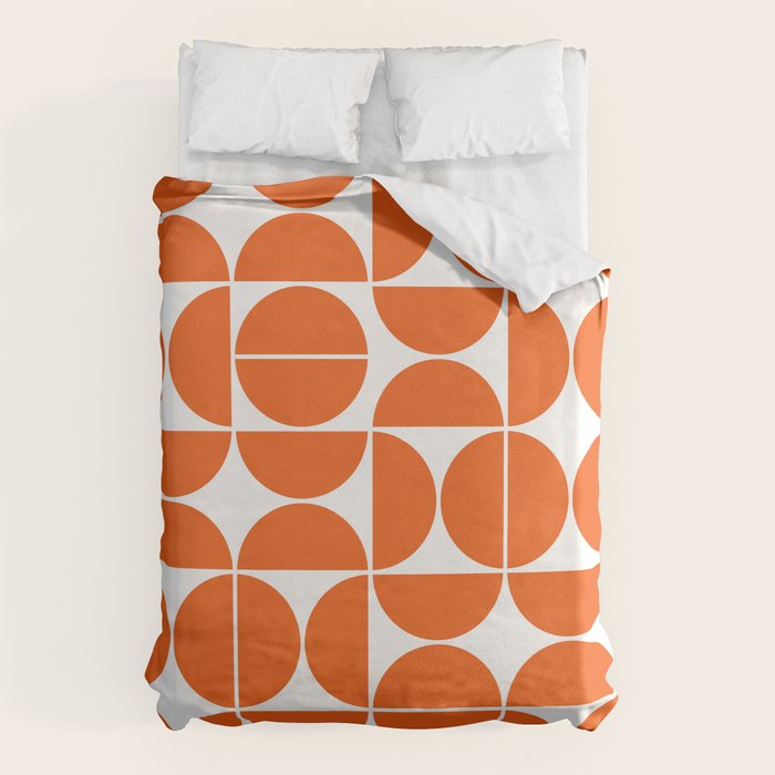 Mid Century Modern Geometric 04 Orange Duvet Cover Gallery Image 1