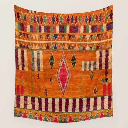 Orange Traditional Moroccan Design Wall Tapestry Gallery Image 4