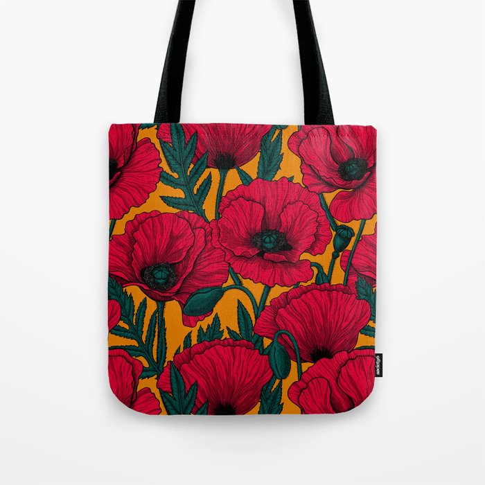 Red poppy garden Tote Bag Gallery Image 1