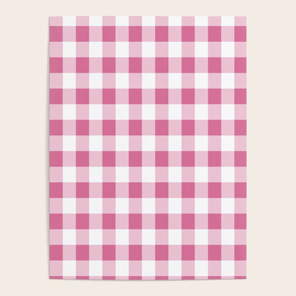 Gingham Large Pink White Poster Gallery Image 1