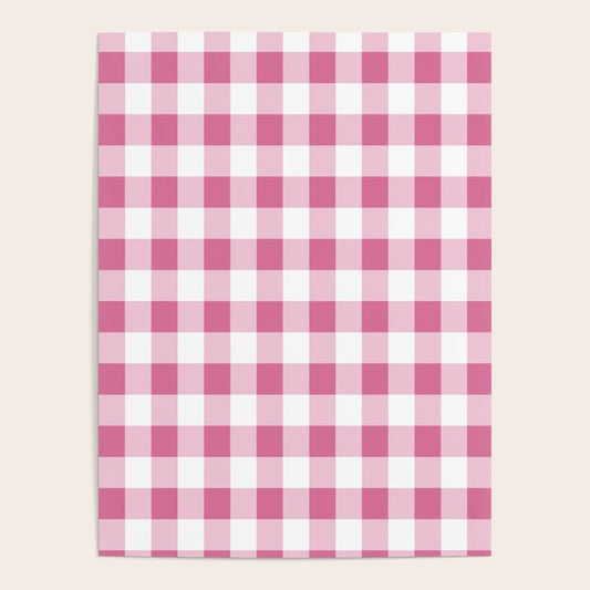 Gingham Large Pink White Poster Gallery Image 2