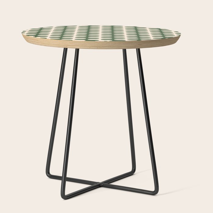 Retro Mid Century Modern Waves in Forest Green and Creamy White Side Table Gallery Image 2