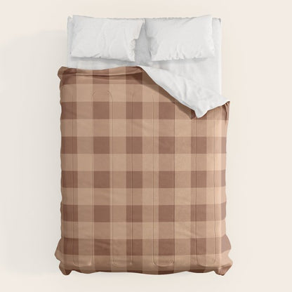 Gingham Large Brown Dark Light Tan Comforter Gallery Image 1