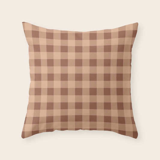 Gingham Large Brown Dark Light Tan Throw Pillow Gallery Image 1