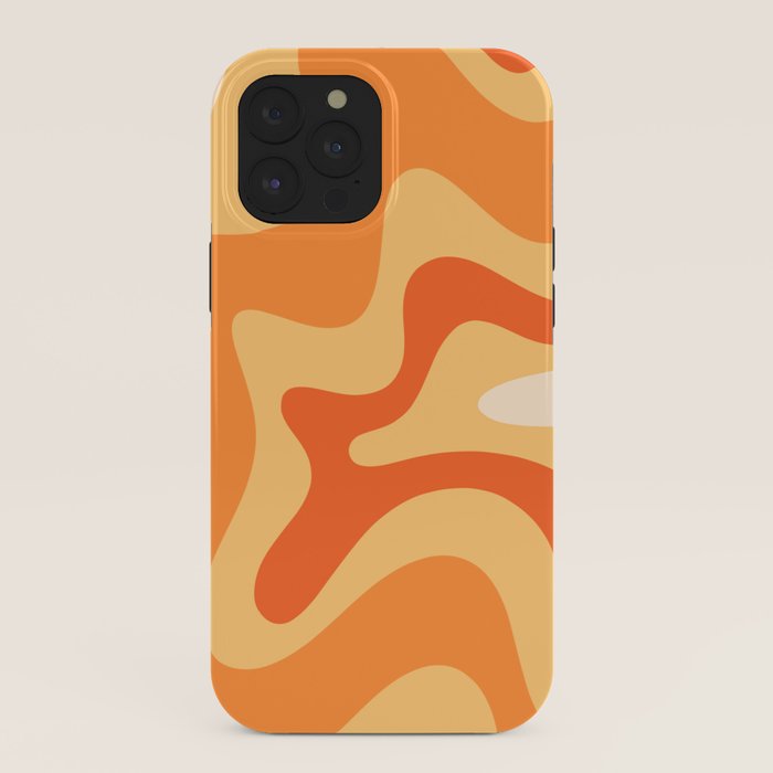 Retro Liquid Swirl Abstract Pattern Square in Tangerine Orange Yellow Tones iPhone Case Gallery Image 40