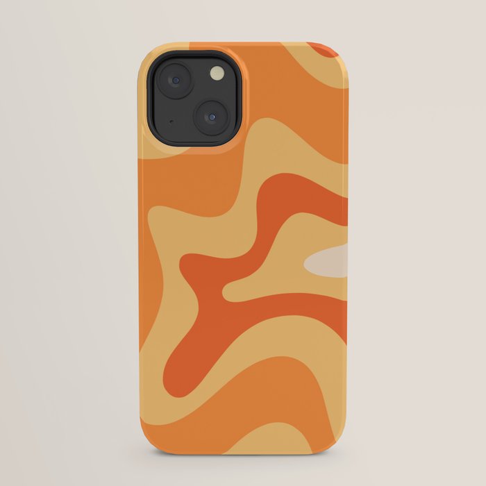 Retro Liquid Swirl Abstract Pattern Square in Tangerine Orange Yellow Tones iPhone Case Gallery Image 29