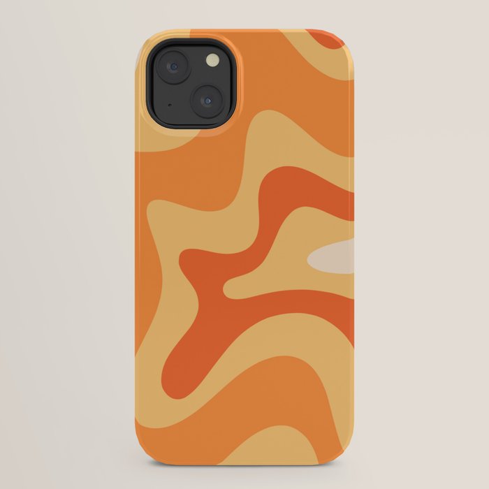 Retro Liquid Swirl Abstract Pattern Square in Tangerine Orange Yellow Tones iPhone Case Gallery Image 30
