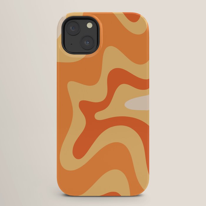 Retro Liquid Swirl Abstract Pattern Square in Tangerine Orange Yellow Tones iPhone Case Gallery Image 26
