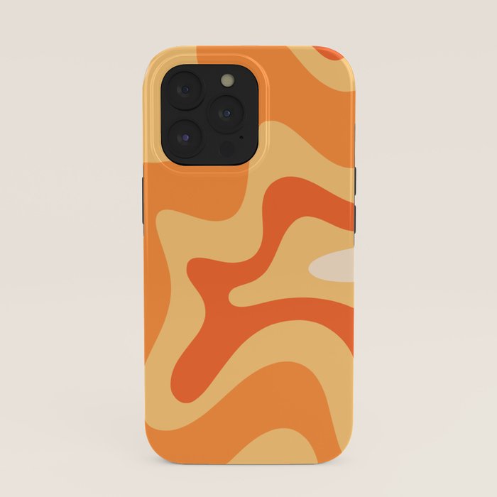 Retro Liquid Swirl Abstract Pattern Square in Tangerine Orange Yellow Tones iPhone Case Gallery Image 39
