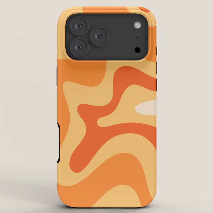Retro Liquid Swirl Abstract Pattern Square in Tangerine Orange Yellow Tones iPhone Case Gallery Image 8