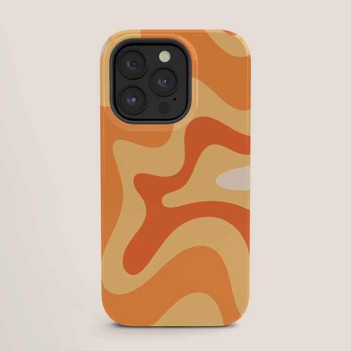 Retro Liquid Swirl Abstract Pattern Square in Tangerine Orange Yellow Tones iPhone Case Gallery Image 27