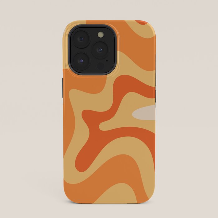 Retro Liquid Swirl Abstract Pattern Square in Tangerine Orange Yellow Tones iPhone Case Gallery Image 35