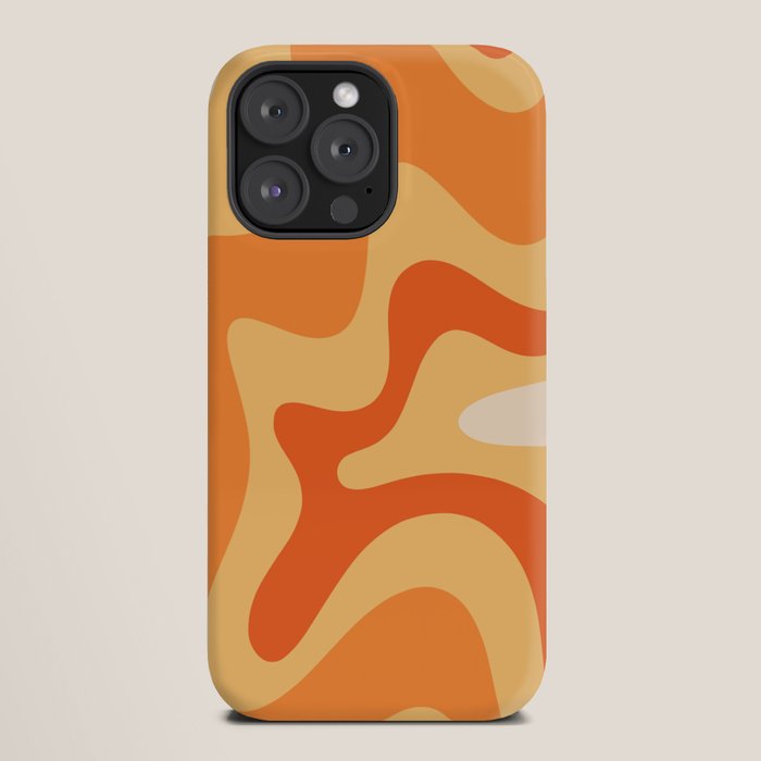 Retro Liquid Swirl Abstract Pattern Square in Tangerine Orange Yellow Tones iPhone Case Gallery Image 20