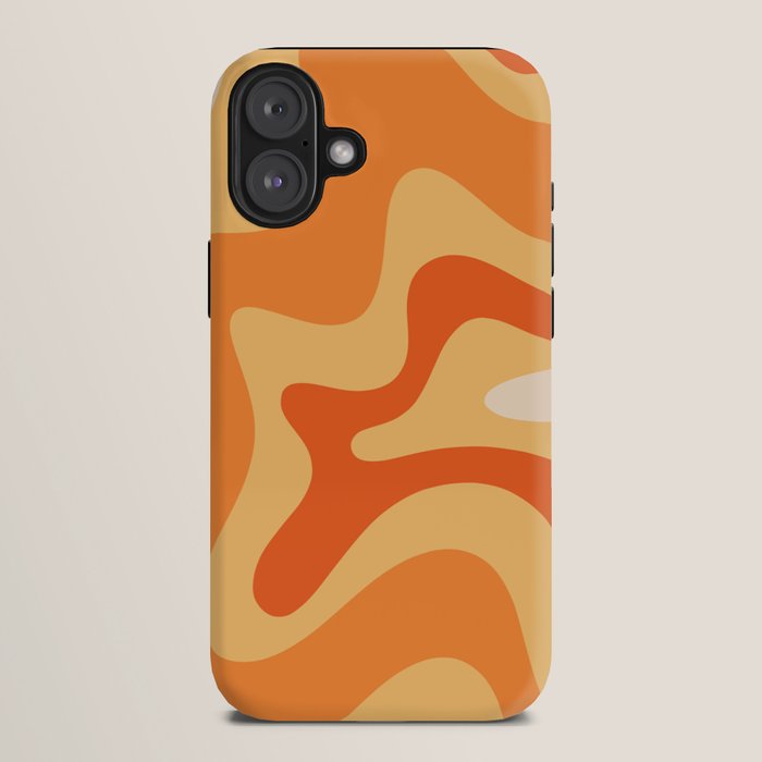 Retro Liquid Swirl Abstract Pattern Square in Tangerine Orange Yellow Tones iPhone Case Gallery Image 10