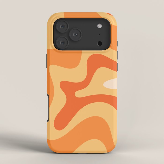 Retro Liquid Swirl Abstract Pattern Square in Tangerine Orange Yellow Tones iPhone Case Gallery Image 4