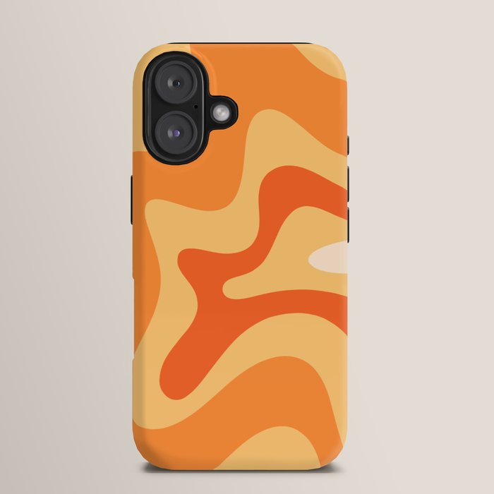 Retro Liquid Swirl Abstract Pattern Square in Tangerine Orange Yellow Tones iPhone Case Gallery Image 13