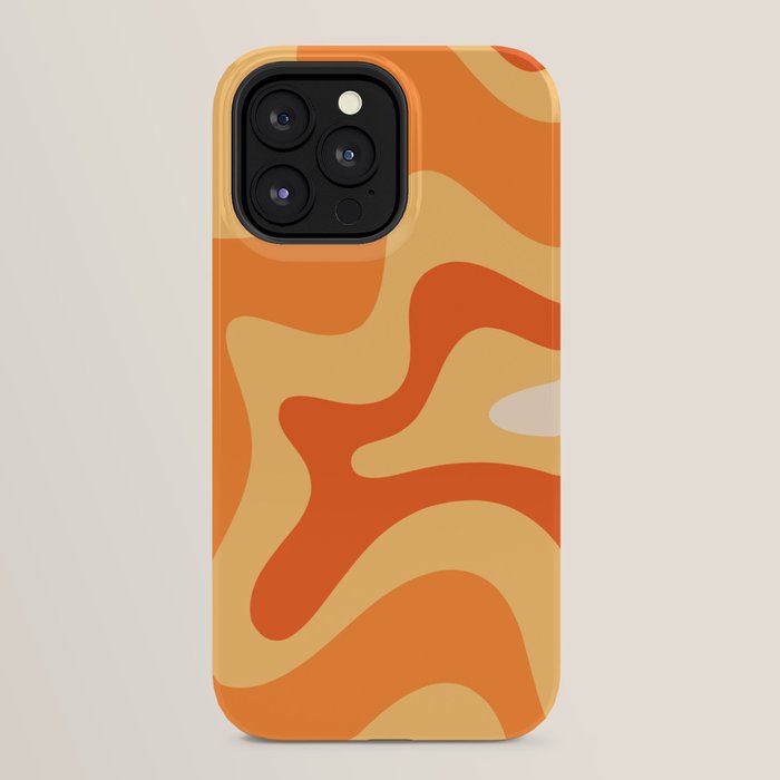 Retro Liquid Swirl Abstract Pattern Square in Tangerine Orange Yellow Tones iPhone Case Gallery Image 24