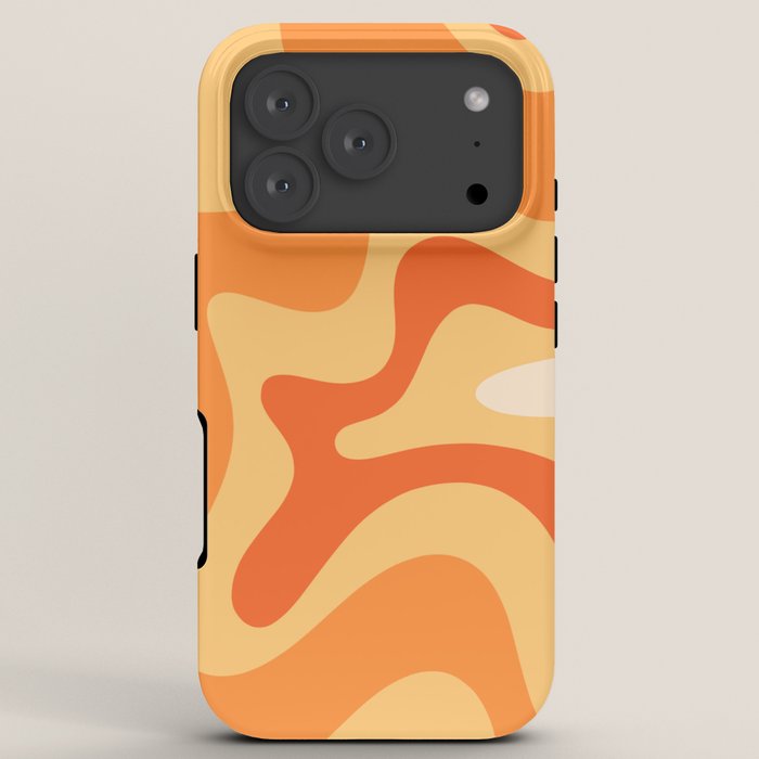 Retro Liquid Swirl Abstract Pattern Square in Tangerine Orange Yellow Tones iPhone Case Gallery Image 7