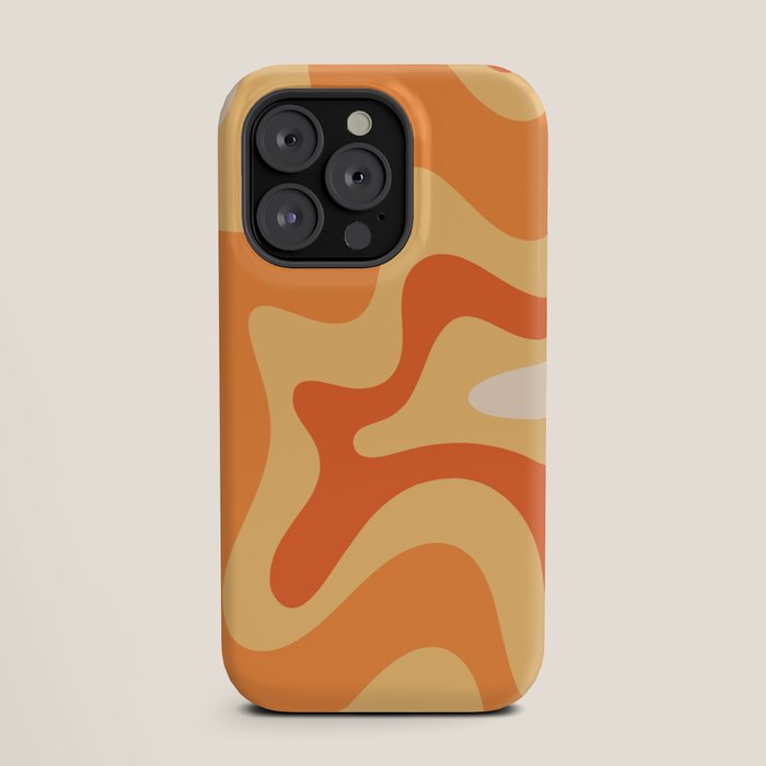 Retro Liquid Swirl Abstract Pattern Square in Tangerine Orange Yellow Tones iPhone Case Gallery Image 19