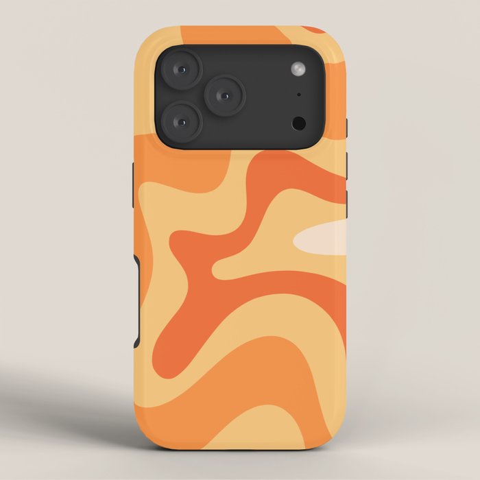 Retro Liquid Swirl Abstract Pattern Square in Tangerine Orange Yellow Tones iPhone Case Gallery Image 3