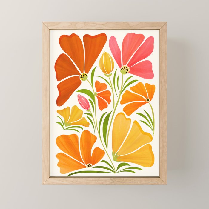 Spring Wildflowers Floral Illustration Mini Art Print Gallery Image 1
