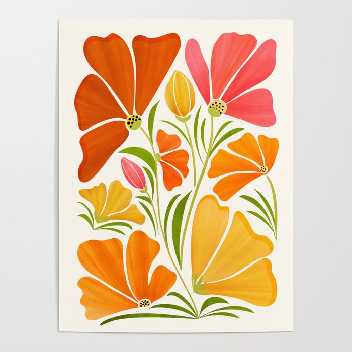Spring Wildflowers Floral Illustration Poster Gallery Image 2