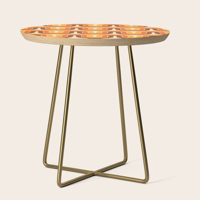 70s Retro Vintage Style Wave Pattern Autumn Brown Orange and Yellow Side Table Gallery Image 1