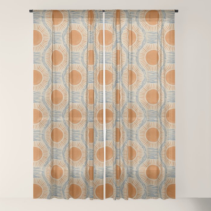 Boho Sun and Sea Vintage Ogee Window Curtain Gallery Image 22