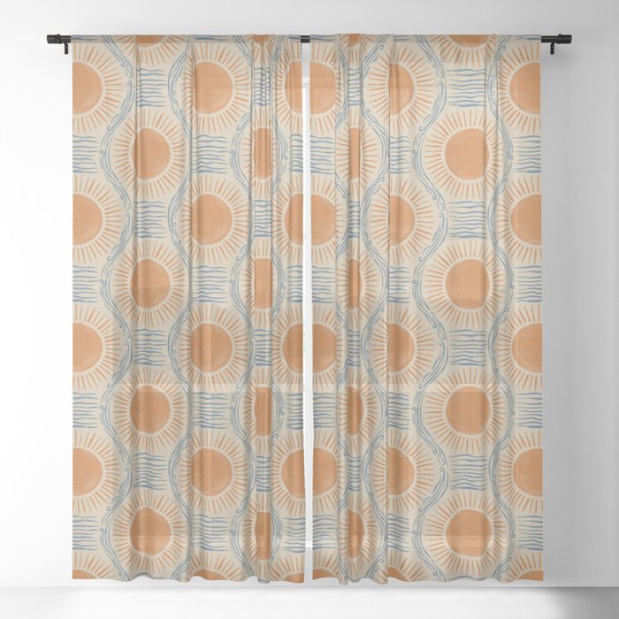 Boho Sun and Sea Vintage Ogee Window Curtain Gallery Image 17
