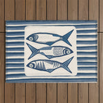 Modern Coastal Art Print - Sardines With Blue Stripes Outdoor Rug Gallery Image 1