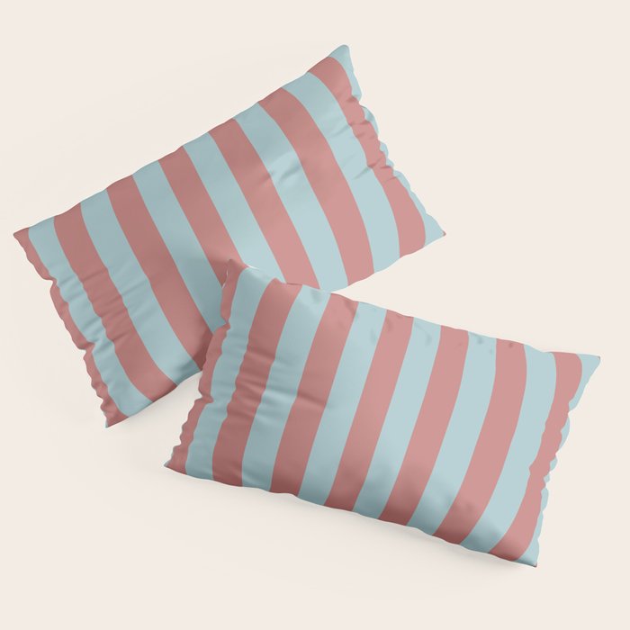 Dusty Pink Greyish Blue Stripe Pillow Sham Gallery Image 2