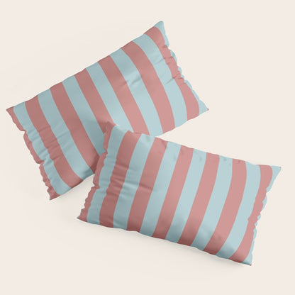 Dusty Pink Greyish Blue Stripe Pillow Sham Gallery Image 2