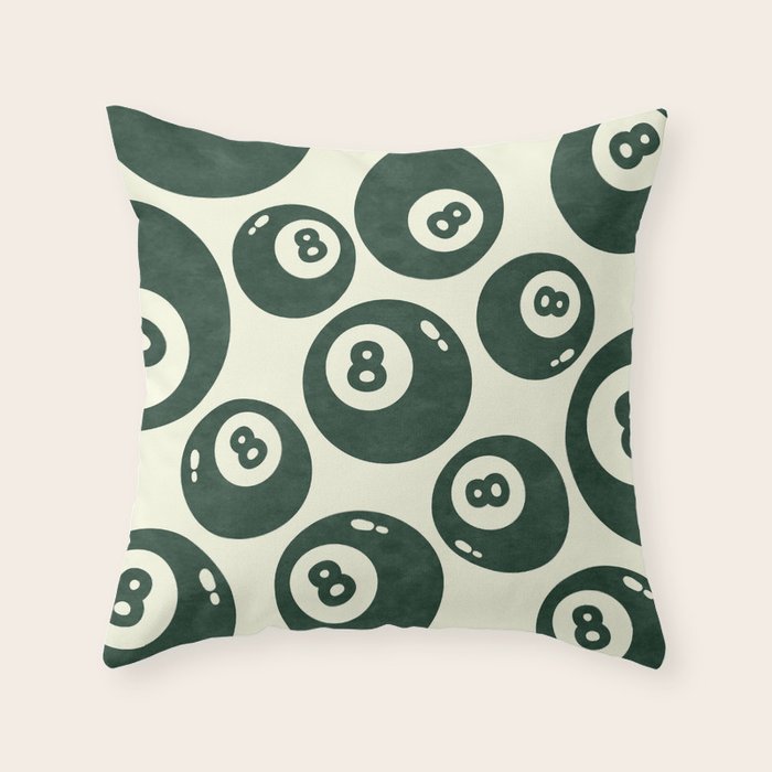 The 8 Ball Clubhouse Old Money Green Throw Pillow Gallery Image 3