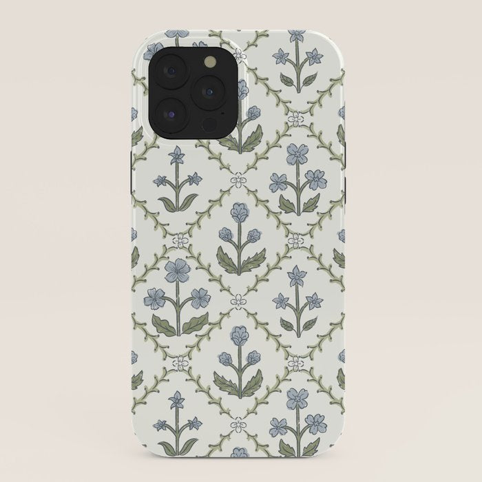 Lattice Block Print Floral - Blue Green iPhone Case Gallery Image 40