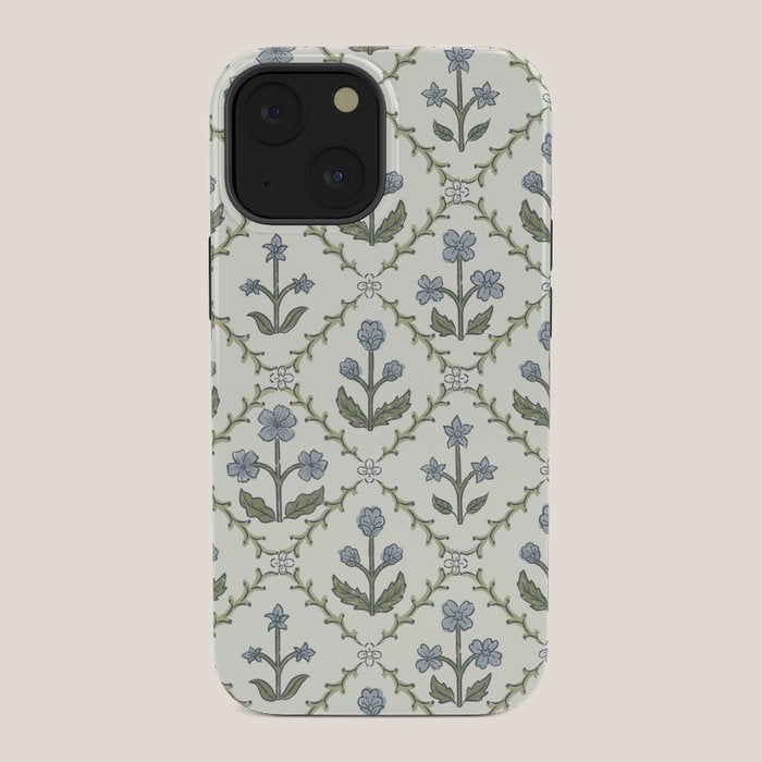 Lattice Block Print Floral - Blue Green iPhone Case Gallery Image 34