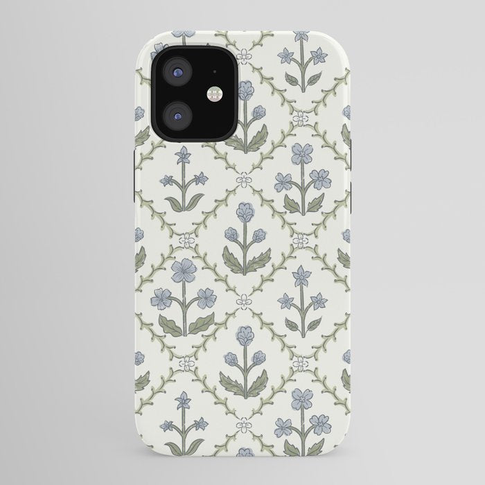 Lattice Block Print Floral - Blue Green iPhone Case Gallery Image 41