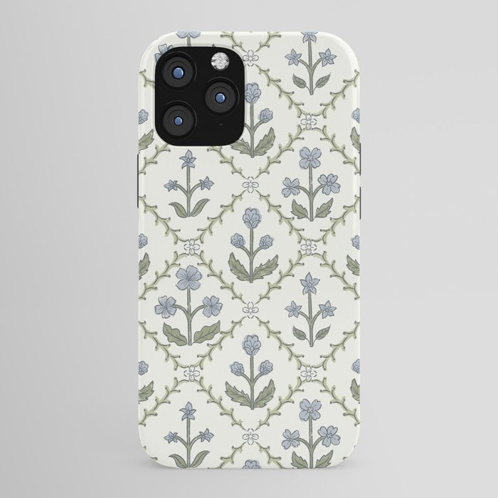 Lattice Block Print Floral - Blue Green iPhone Case Gallery Image 43