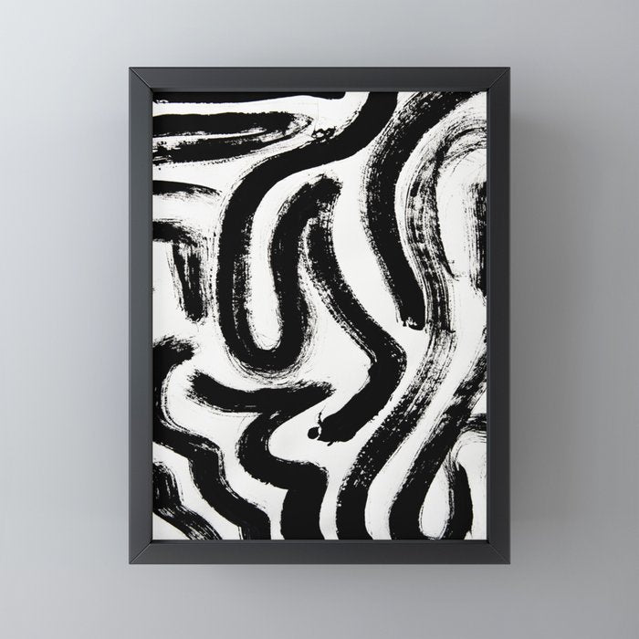 Black and White Abstract Pattern 1: A minimal black and white pattern by Alyssa Hamilton Art Mini Art Print Gallery Image 3