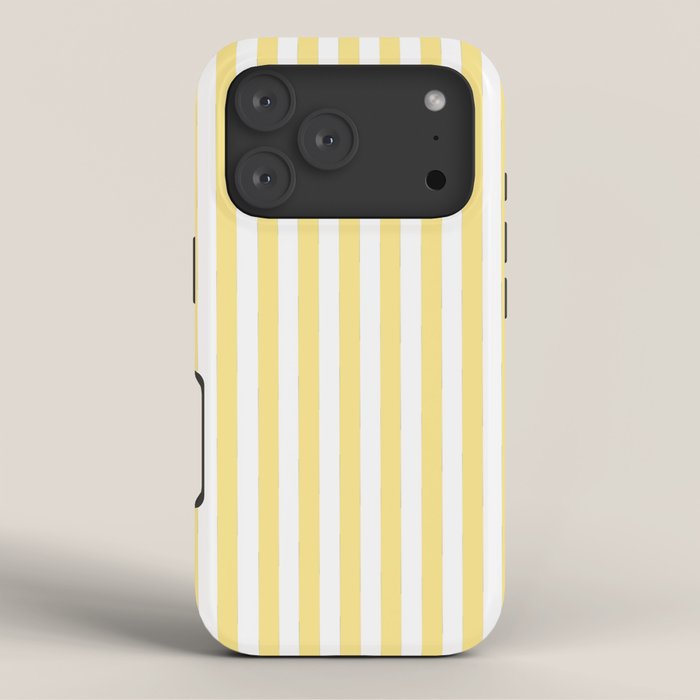 Modern geometrical baby yellow white stripes pattern iPhone Case Gallery Image 3
