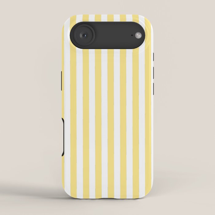 Modern geometrical baby yellow white stripes pattern iPhone Case Gallery Image 2