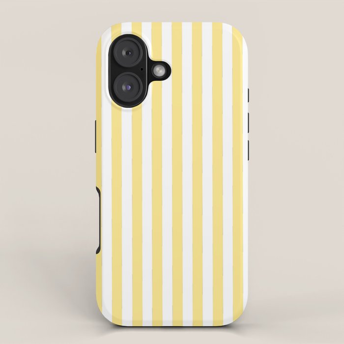 Modern geometrical baby yellow white stripes pattern iPhone Case Gallery Image 1