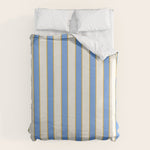 Vintage Cabana Stripe Blue And Gold Stripes Retro Boho Coastal Beach Vibe Duvet Cover Gallery Image 1