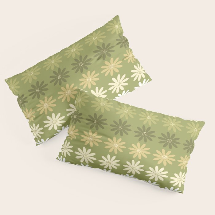 Ombre Abstract Daisies on Olive Green Pillow Sham Gallery Image 4
